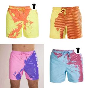 Swimming Men Trunks Popular Beach Pants European and American Large Warm Color Changing Shorts