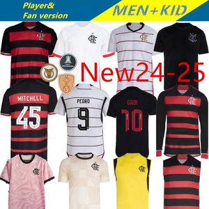 フラメンゴサッカージャージープレーヤーバージョンFlamenco 23/24/25 David Luiz Diego E.Ribeiro Gabi Away Football Shirts 2025 2024 Pedro de Arrascaeta Men Goalkeeper Polo Vest