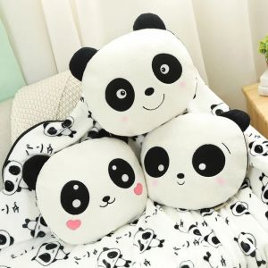 Cushions New Panda Plush Toys Sleepping Panda Blanket Soft Stuffed Animal Doll Lovely Pillow Birthday Gift