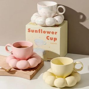 200ml Ceramic Mug Cute Cloud Decorative Plate Coffee Cup Set Creative Gift Box Modern Living Room Home Decoration 240418