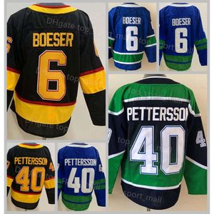 Jersey de hóquei de gelo KOB 6 Brock Boeser 40 Elias Pettersson 43 Quinn Hughes 35 Thatcher Demko retro retro time azul branco alternativo preto eu me