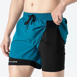 Shorts masculinos esportes masculino esportivo de dois andares de decomposição de ginástica de ginástica Bottoms Women Women Summer Fitness Training Quick Dry calças