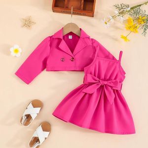 Conjuntos de roupas 2pcs meninas de bebê conjunto Kid Top tiras de vestido traje de traje de pica