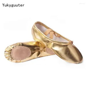 Scarpe da ballo ragazze ballet oro oro soft side pantofole per bambini praticano ginnastica da donna ballerina