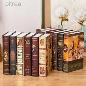 Objetos decorativos Figuras Estilo Europeu Retro Fake Book Simulation Books Cafe Hotel Props Cabinet Booksheld ornamentos Curiosidade D240424