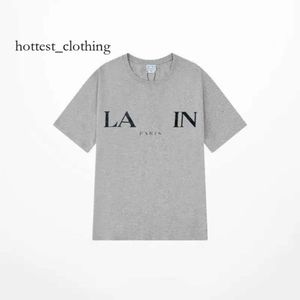 Lanvine Shirt Brand Homem camisetas masculinas Designer de luxo camiseta clássica letra de peito Camisa impressa Tshirts High Street Sapato Algodão Loue Tees Hoodie 8877