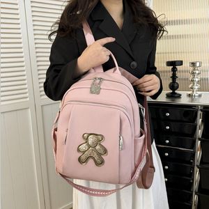 Vendas de fábrica Bolsa de ombro feminino Bola de moda de urso fofo Luz e grande capacidade Viagem de couro casual Backpack College Wind Wind Backpack 906#