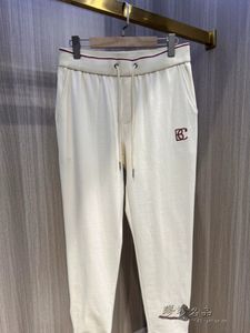 Mens Pants Autumn and Winter brunello Embroidery Casual Pants Sweatpant cucinelli White and Black