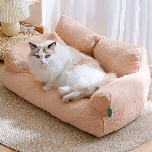 Tappetini di lussuoso letto gatto di gatto super morbido di divano gatto domestico per dormire cuscini staccabili da cane non scambiabile cucciolo cucciolo letto per letto di divano para gatos