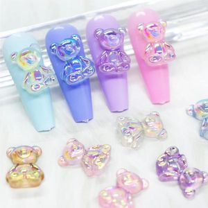 Decorações de arte da unha 12 PCs/set Aurora Bear 3D Acessórios resin Flatback Figuras fofas Parte Kawaii Manicure DIY Supplies Professionais