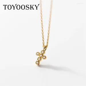 Hängen Vintage 925 Sterling Silver Dazzling Zircon Cross Necklace For Women Girl Clavicle Chain Party Jewelry Gifts Decoration Gift