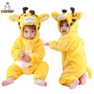 Tek parçalar Michley Cadılar Bayramı Zürafa Bebek Yükselen Kış Pijamaları Çocuklar İçin Toddler Flanel Çocuk Onesies Kostümler Jumpusit Erkekler