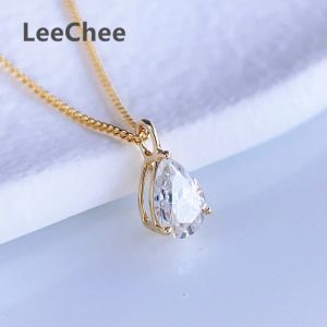 Necklaces 18K Yellow Gold Pendant 0.8CT Real Moissanite Necklace 5*7MM VVS Lab Diamond Fine Jewelry with Certificate AU750 White Rose Gold