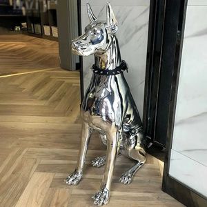 Obiekty dekoracyjne figurki dekoracje domu rzeźba doberman pies duży rozmiar sztuki statua zwierząt figurka dekoracja pokoi żywica statua ornamentgift gift świąteczny t240