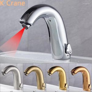 Badrumsvaskar kranar Touchless kranbassäng infraröd rörelsessensor Tap Cold Mixer Rose Gold Grifo Wash -basin Smart Automatic