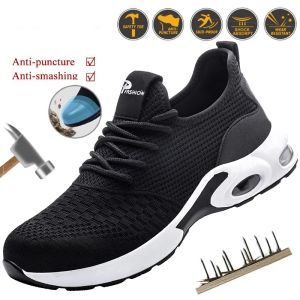 Boots Summer Breathable Mesh Indestructible Construction Shoes Safety Work Shoes Men's Smash Resistant Steel Toe Sneakers