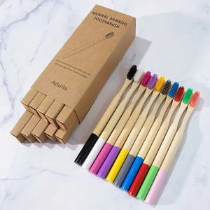 2024 4/10 PCS Bamboo Charcoal Tooth Brush Soft Bristles Tedhing Brush Eco Friendly Oral Care Natural Tooth Brush