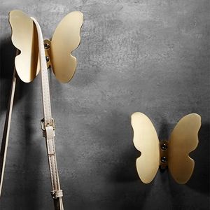 Solid Brass Butterfly Bathroom Hooks for towels Wall Mounted Racks Hangers Gold Hanging Clothes Bags Hallway Hook 240424