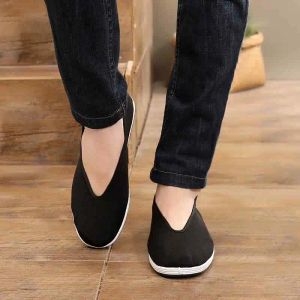 Abbigliamento Cince Cince tradizionali Scarpe di arti marziali uomini Kung Fu Wing Chun Taichi Wushu Black Black Cloth Old Pechino Casual Scarpe Sneaker Sport