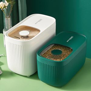 BINS Kök container 15 kg hink nano insektsfast fuktsäker risbox kornförseglad burk hem förvaring husdjur hund matsbutik låda