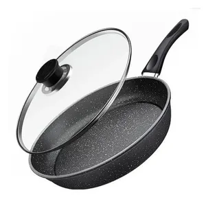 Pannor Schnesland stekpanna med glas lock metall legering non-stick marmor stekpanna wok