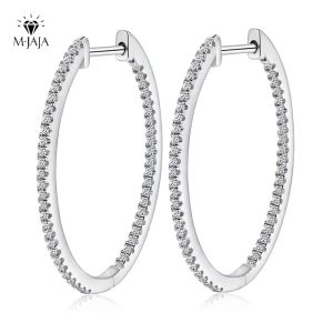 Earrings MJAJA Full Moissanite Hoop Earrings for Women 925 Sterling Silver Stud Earrings Oval Shape Diamond Anniversary Party Jewelry