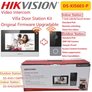 Dörrklockor Hikvision Original Video Intercom Kit DSKIS603P (c) inomhusmonitor Telefonpratare och utomhusklockan Villa Door Station Bundle