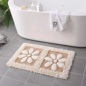 Carpets Petal Cotton Chenille Bath Mat Hand Made Carpet Bathroom Rug Soft Absorbent Non-slip Floor Door Machine Washable