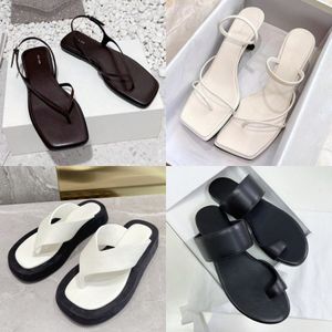 Row Designer Flip Sandals Sandals Kobiety Czarne białe kapcie Kobiety Slipper Płaska platforma Platforma Tkanina Sandal Guma moda Summer Casual