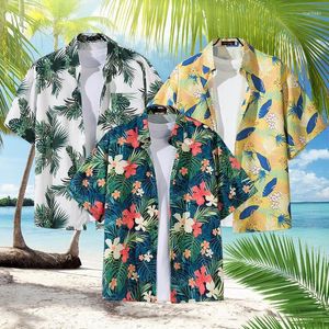 Erkekler Sıradan Gömlek Denizde Erkekler Kısa Kollu Tatil Hızlı Kuruyan Giysiler Kamp T-Shirt için Gevşek Çiçek Üstleri