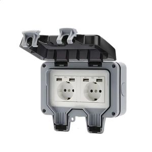 Outlet Cover Box Outdoor External Socket mit 4 USB -Anschlüssen Surfacemoted Protective Contact IP66 WETERENDER WETTERREICHE 240415