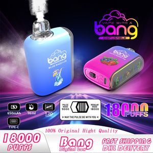 18000 sbuffi Bang 9000 sbuffi due set di vapotteri usa e getta e-sigarette grandi vapore netta a vapore digitale display smart batteria ricaricabile da 9k sbuffi da 18k bumps vaper buoni flaovrs