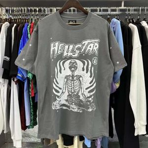 Модная рубашка Mens Hellstar рубашка прилив бренд Fun Fun Comic English Hellstar Tee Print Print Loose All Round Allstar Hellstar с короткими рубашками 3559