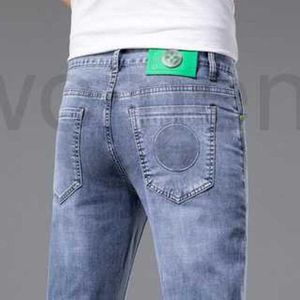 Men's Jeans Designer Trendy mens jeans light luxury men elastic casual slim fit small foot embossing spring and summer DDSN