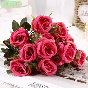 Decorative Flowers Home Decor Artificial Flower Curled Peony Wedding Candy Box Arrangement Christmas Silk Simulated Rose Bouquet