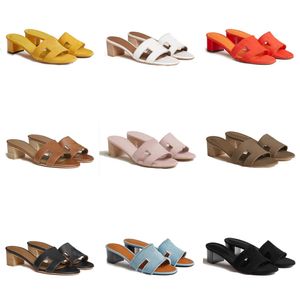 Com saltos de gabinete de caixa sandálias H Sandale Carreira Sapatos femininos 100% Gunuine Slipper Shael High Sandal Luxury Shoes Classic Beach Slippers Melhores slides de qualidade