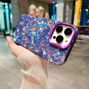 Cell Phone Cases New Luxury Glitter Dream Shell Marble Soft Phone Case For iPhone 15 14 Plus 13 12 11 Pro Max Conch Pattern Hard Back Cover Case d240424