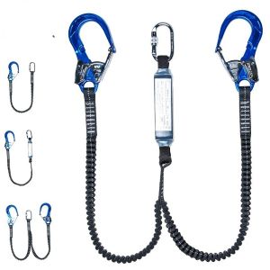 Accessories Outdoor Highaltitude Work Antifall Safety Rope Double Hook with Buffer Bag Elastic Rope Set Electrician Protection Rope