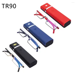Sunglasses TR PC Reading Glasses With Case Rectangle Strength: 1.0-4.0x Half Frame Metal Spring Hinge Men And Women