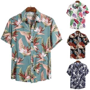 Terlik 2021 Yeni Varış Erkek Gömlek Erkek Hawaiian Camicias Sıradan One Düğmesi Vahşi Gömlek Basılı Kısa Kısa Fildeler Üstler