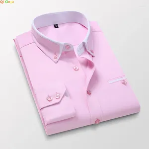 Herrklänningskjortor 8xl 7xl Summer Casual Cotton Långärmad skjortor/Male Slim Fit Spring Lapel Business Shirt Topps Mänkläder