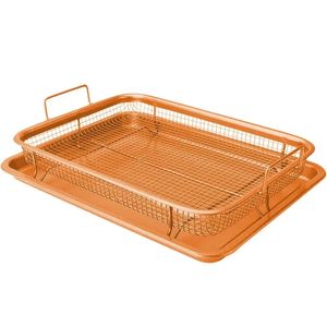 Copper Baking Tray Oil Freying Baking Pan Non-Stick Chips Basket Baking Dish Grill Mesh Barbecue Tools Cookware for Kitchen 240410