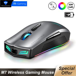 Mice He M7 Wireless Mouse Gaming Mouse Pc Gamer 16000 Dpi Rgb Light Programmable Rechargeable Dual Mode Computer Optical Mice