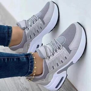 Casual Shoes 2024 Ladies Sneakers Lace Up Wedge Heel Vulcanized Thick Sole Air Cushion Large Size 43 Women's