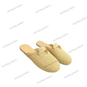 24ss summer Dress Shoes Platform Heels raffias fisherman Straw Loafers crochet Rubber Sole triangle plaque Outdoor Casual Shoe Designer Luxury Slip-on Slipper mule