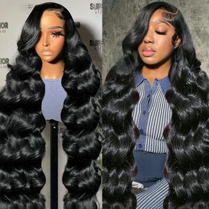 250 Density 30 40 Inch HD Transparent 13x4 13x6 Pre Plucked Body Wave Lace Frontal Wig Human Hair Brazilian Front Women 240408