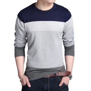 T-Shirts TFETTERS Men Brand Sweater Autumn Random ONeck Tshirt Leisure Pullover Long Sleeves Male Stripes Sweater Slim Sweaters Men