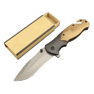 Customized X50 Olive Wood Handle Folding Knife Outdoor EDC Tactical Survival Camping Pocket Knife with Back Clip