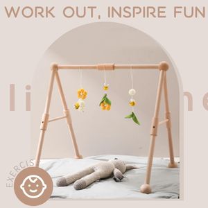 1set Baby Wooden Ratchey Zabawa na siłownię wisząca mobilna sensoryczna sensoryczna rama dekoracje pokoju aktywności zabawka 240418
