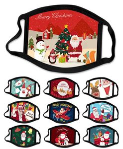 For Adults Cotton Cloth Christmas Mask Cartoon Printed Xmas Face Masks Washable Reusable Antidust Mouth Cover Party Mask3342838